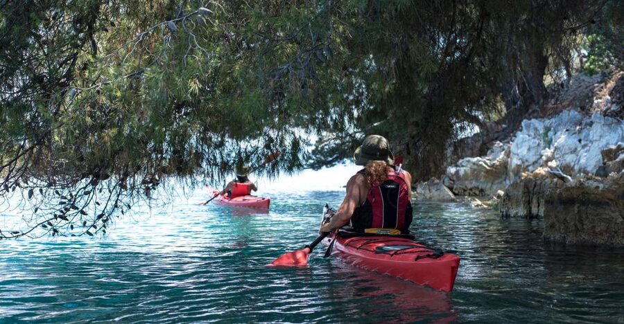Lefkada: Full Day Sea Kayaking Tour - Meganisi: quiet island views from the water