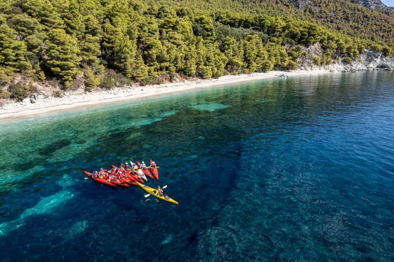 Lefkada:Nydri, Scorpios Kayak Odyssey Island Hopping - Paddling toward Madouri for the first island view