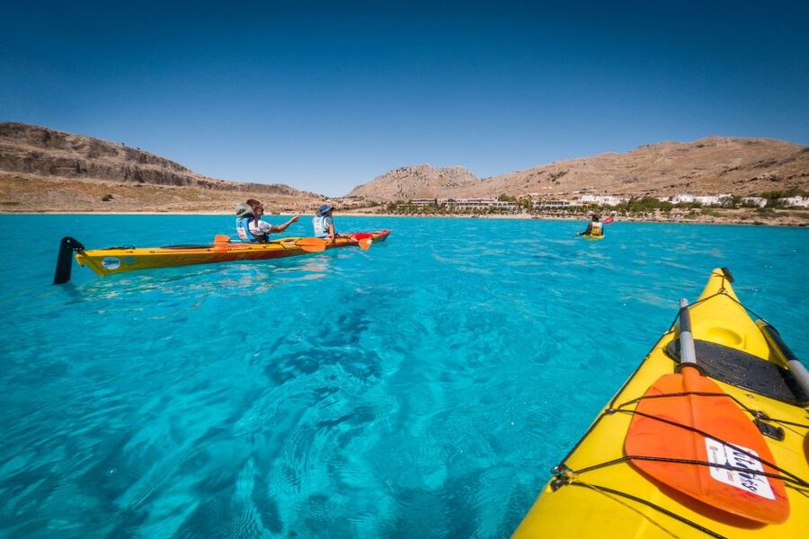 Lindos: Sea Kayaking & Acropolis of Lindos Tour with Lunch - Returning to the water for the final paddle