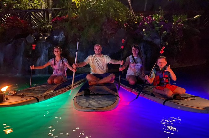Lunar Legends Night Stand up Paddle Kayak Water Experience - Waterfalls, LED lights, and getting a little wet