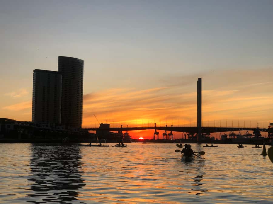 Melbourne: Sunset Kayak Tour with Dinner - Under Bolte Bridge and toward the city centre