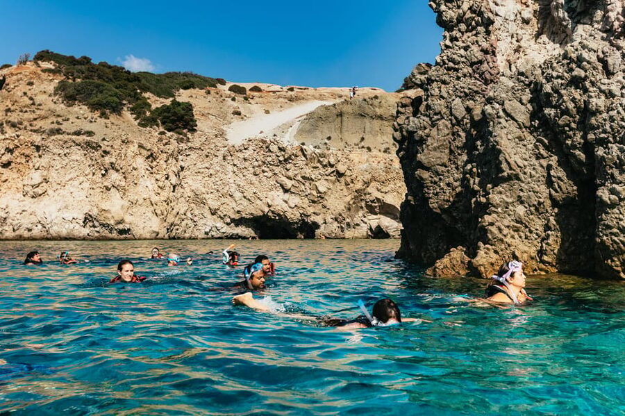 Milos: Tsigrado and Gerakas Beach Kayaking Tour - Caves, hot water, and weather changes