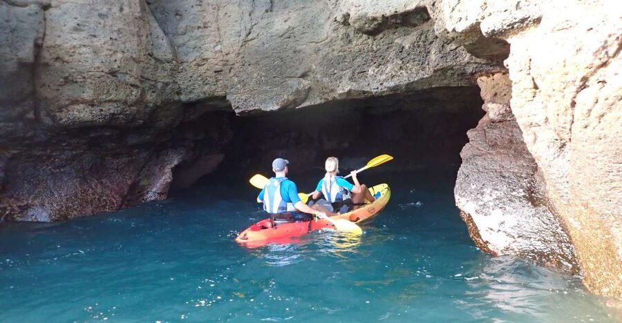 Mogán: Guided Kayak to Caves and Snorkeling Tour - Entering Gran Canaria’s volcanic sea caves