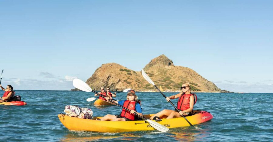 Mokulua Islands Self-Guided Kayak Adventure - The paddle from Kailua Beach to Moku Nui