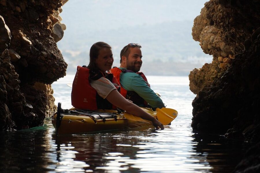 Naxos: Moutsouna Caves Sea Kayak Tour, Snorkeling & Picnic - Quiet beaches, snorkeling, and optional cliff jumping