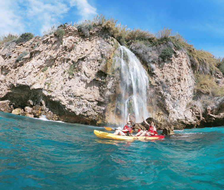 Nerja: Guided Kayak Tour Nerja Cliffs and Maro Waterfall - Paddling toward Cascada de Maro