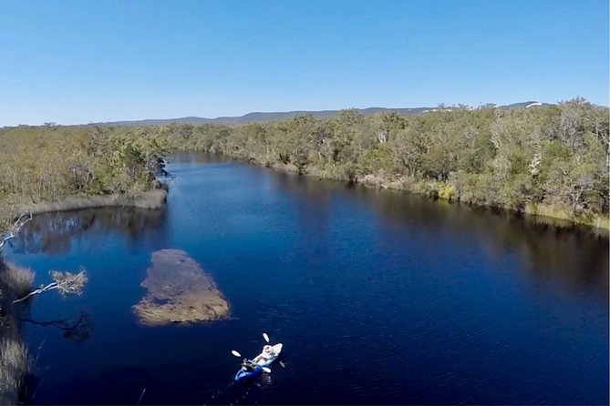 Noosa Everglade Kayak -South/Noosa End - Searching for Stingrays! - A break on the shore, with snacks and swimming