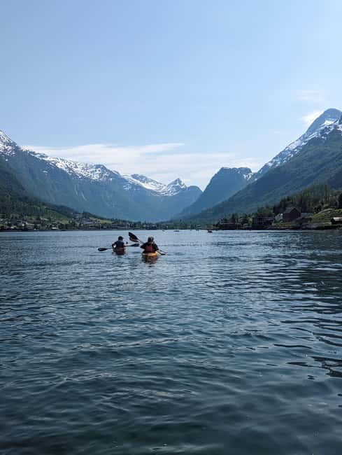 Olden: Fjord Kayaking + Drysuit & Safety Boat - Fifteen minutes of safety and paddling practice