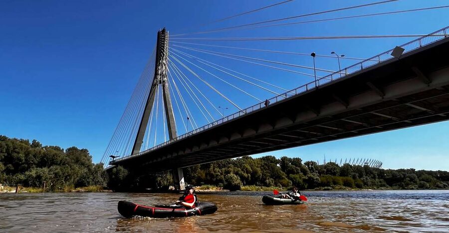 Packrafting kayaking guided tour Vistula river Warsaw Poland - Meeting at Port Czerniakowski beneath Most Łazienkowski