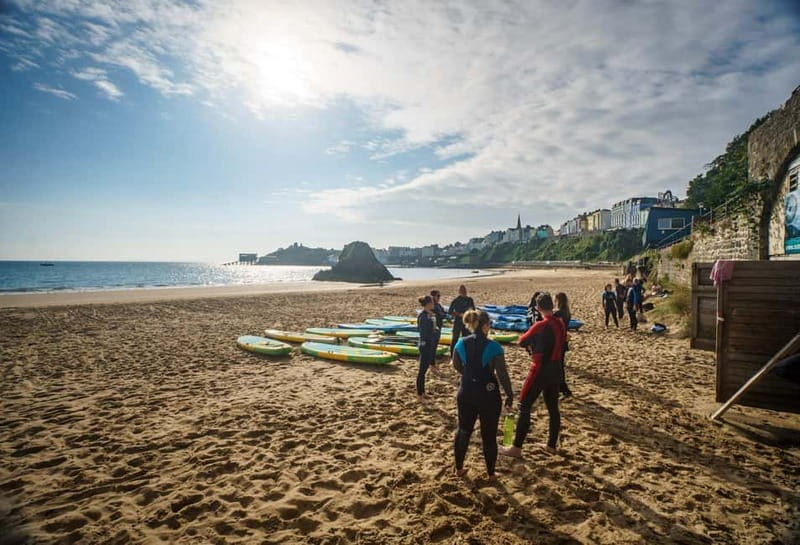 Pembrokeshire: Paddle Boarding At Tenby North Beach - Getting ready with a wetsuit and buoyancy aid