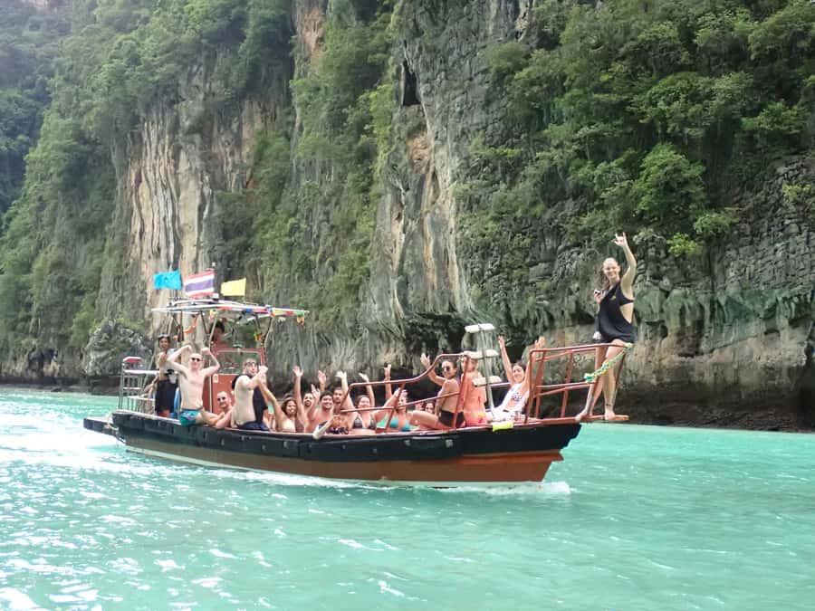 Phi Phi: Pirate Boat with Snorkeling, Kayaking, and Party - Viking Cave from the water