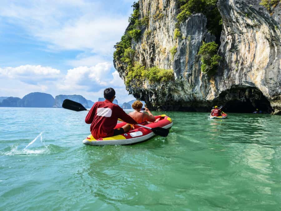 Phuket: James Bond Island Canoeing & Sunset Yacht Dinner - Dinner, drinks, and sunset near Ao Por Pier