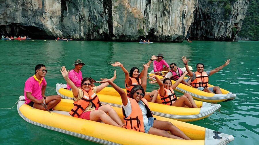 Phuket: James Bond Island Tour & Sea Canoe with Lunch - Lunch and the floating football pitch at Koh Panyee