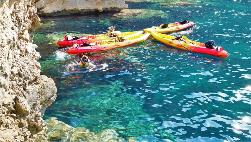 Pollença: Kayak Discovery – Snorkeling and Caves - Cliff jumping without pressure