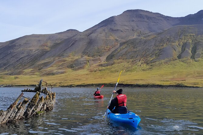 Private: Guided kayak tour in Siglufjörður / Siglufjordur. - Arriving at Norðurtangi in Siglufjörður