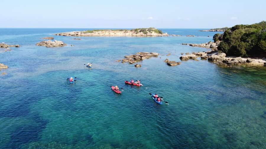 Private Sea Kayak over sunk city of ancient Feia - The picnic in a secluded cove
