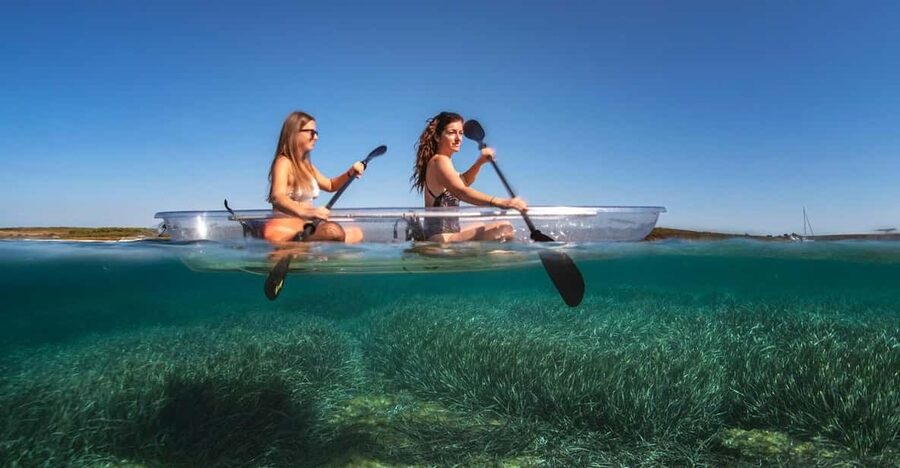 Pula: Clear Kayak Tour to Canyon, Island Cliffs & small Cave - A clear view beneath Pula’s Verudela coast