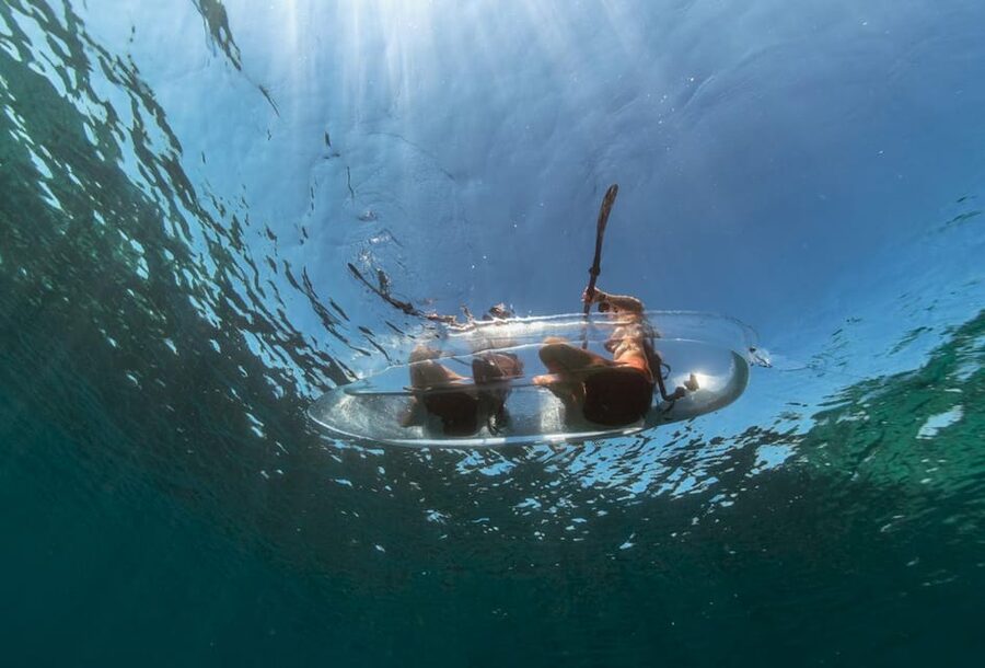 Pula: Clear Kayak Tour to Canyon, Island Cliffs & small Cave - Paddling toward Fratarski Island