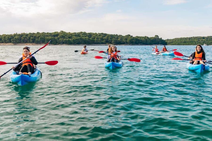 Pula: Three Island Kayak Tour with Cave Photo & Snorkeling - Fratarski Island: beach time and a possible cave