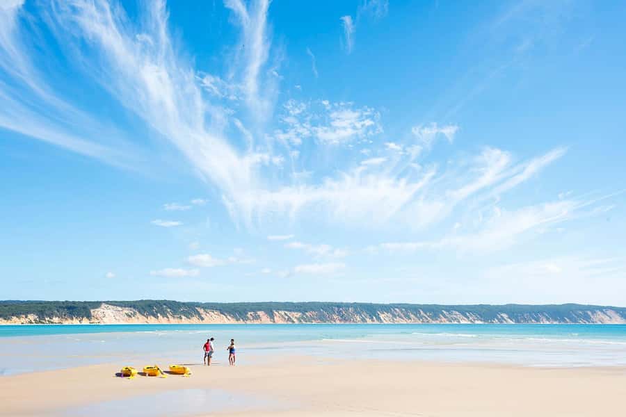 Rainbow Beach: Kayaking with Dolphins and Beach 4WD Tour - Double Island Point from sea level