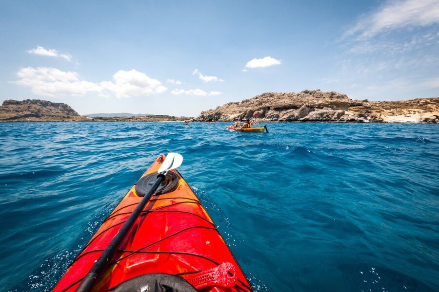 Rhodes: Sea Kayak Adventure to the Red Sand Beach - The return paddle to Haraki