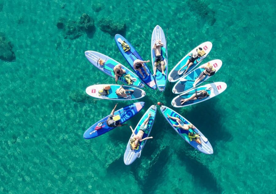 Rhodes: Stand-Up Paddleboard and Snorkeling Tour - Paddling out from Stegna