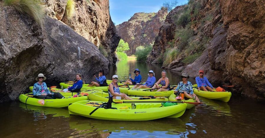 Saguaro Lake: Guided Kayaking Tour - Blue water below Arizona’s desert cliffs