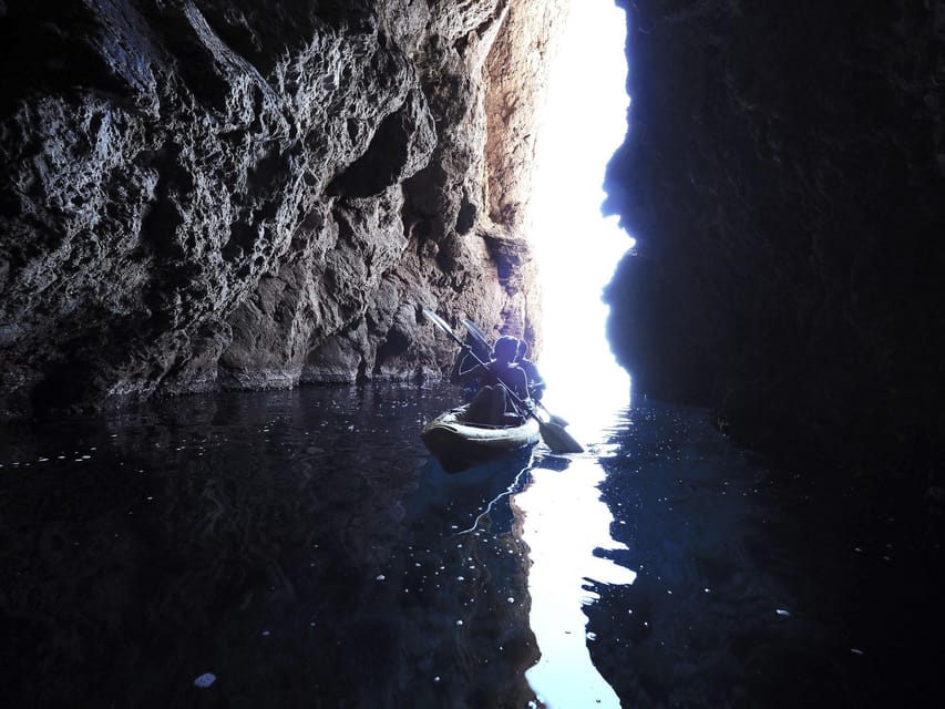 Sant Elm: Guided kayak tour to Cala en Tío with caves - Paddling past Punta de na Galinda