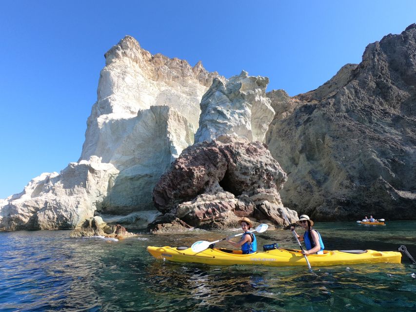 Santorini: Sea Caves Kayak Trip with Snorkeling and Picnic - The guide, group size, and pace