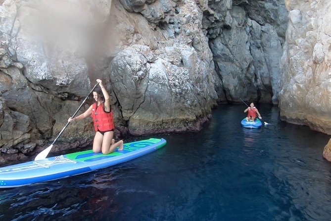 Santorini: Stand-Up Paddle and Snorkel Adventure - Paddling Into the Cove and Cave