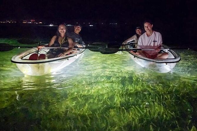 Sarasota - Clear Kayak LED Night Glass Bottom Tour - Getting settled in the clear tandem kayaks