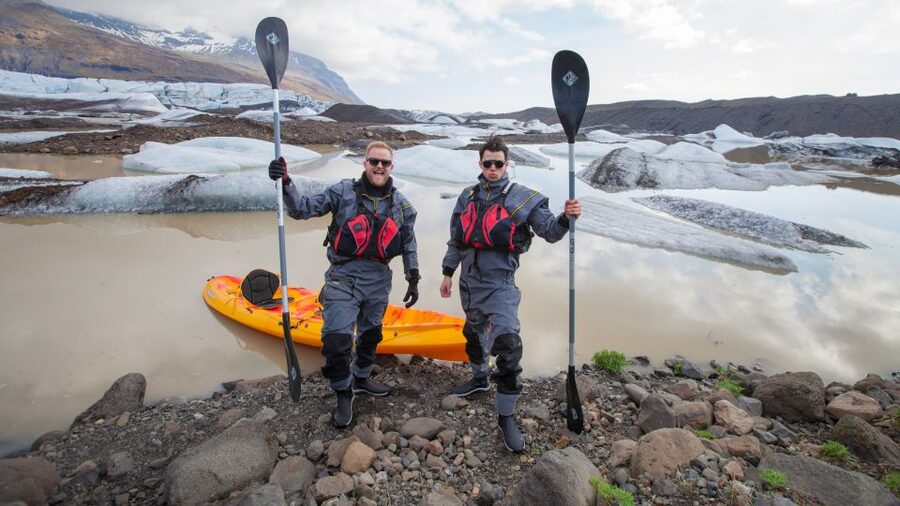Sólheimajökull: Guided Kayaking Tour on the Glacier Lagoon - Getting suited up for cold water