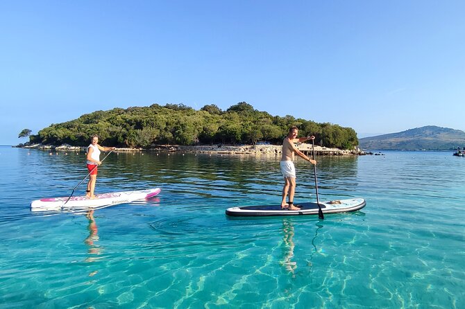 Stand Up Paddle-boarding around Ksamil islands (3 times a day) - Learning to stand before heading toward the islands