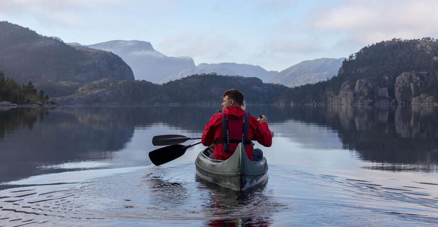 Stavanger: Preikestolen Hidden Trail Hike + Canoe + Lunch - The long descent back to Stavanger