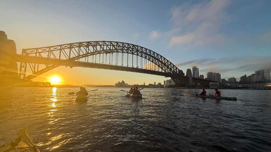 Sydney Sunrise Private Kayak – Opera House & Harbour Bridge - Launching into sheltered harbour water