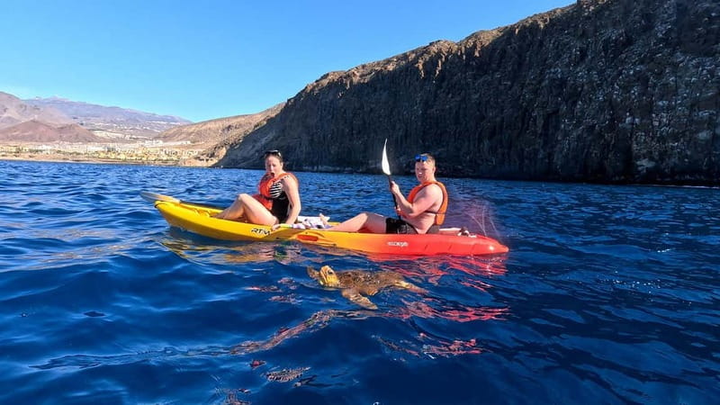 Tenerife: Kayak & Snorkeling Tour - Small Groups - Paddling toward Montaña Guaza and Mount Teide