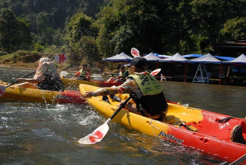 Vang Vieng: Day Tour with Kayaking, Ziplining, and Rafting - Blue Lagoon 1 and the final swim