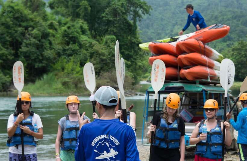 Vang Vieng: Tham Nangfar and Tham Nam Day Tour with Kayaking - The final kayak back to Vang Vieng